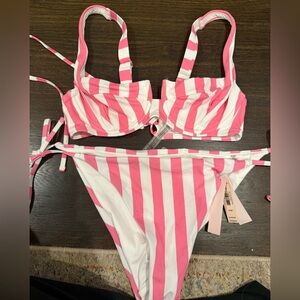 Victorias Secret Pink and White Striped Bikini